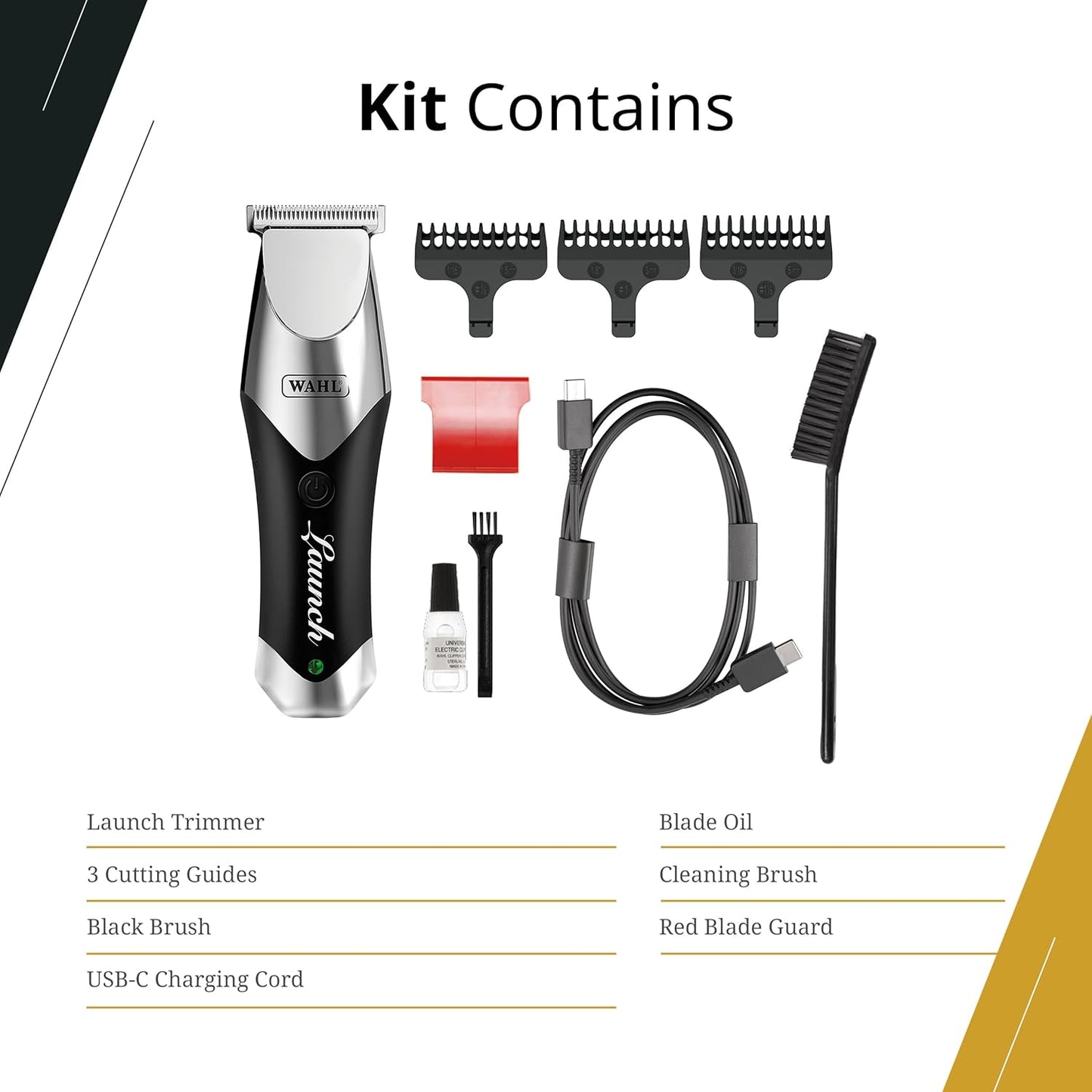Wahl Professional Trimmer - Cordless Compact 6000 RPM Rotary Motor | Wide Detachable T-Blade, 2-Hour Runtime