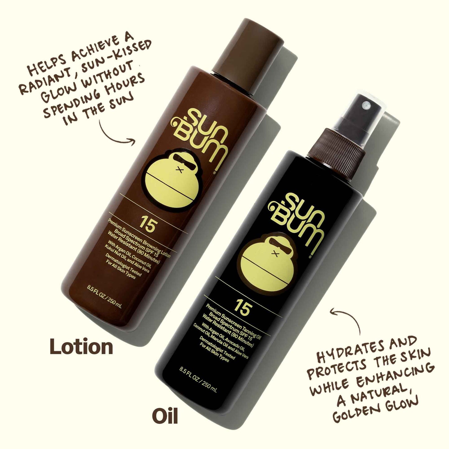 Sun Bum SPF 15 Browning Body Lotion - Water-Resistant Broad Spectrum Moisturizing Tanning Lotion with Vitamin E - Hawaii 104 Act Compliant (Made Without Octinoxate & Oxybenzone) - 8.5 Fl Oz