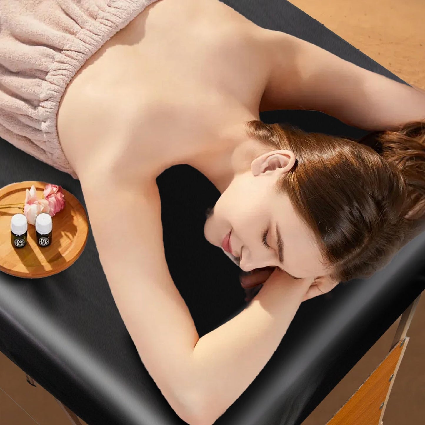 WUSOUPU PU Leather Massage Table Cover Protector Wipeable Massage Bed Cover Made of 4-Ways Elastic 100% Waterproof Material, Machine Washable, Fit Rectangular Tables 28-32" Wide (Black, 1Pcs)