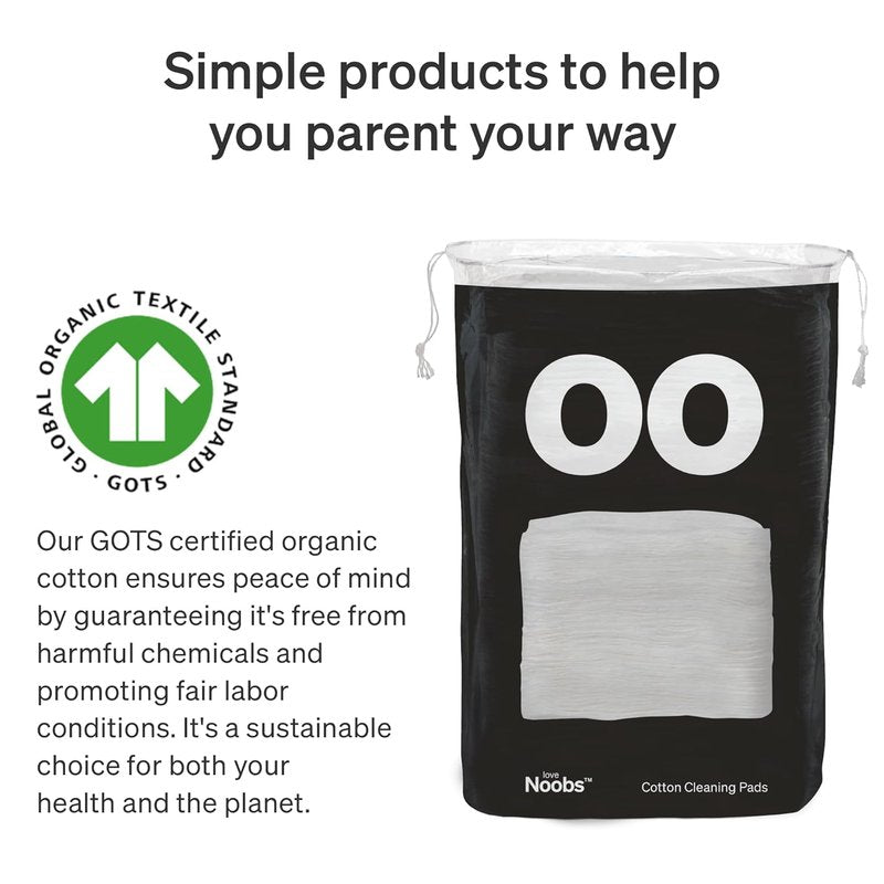 Baby Cotton Pads for Diaper Change - Ultra Soft 100% Organic Extra Large | 360 Count, Lint-Free, GOTS Certified