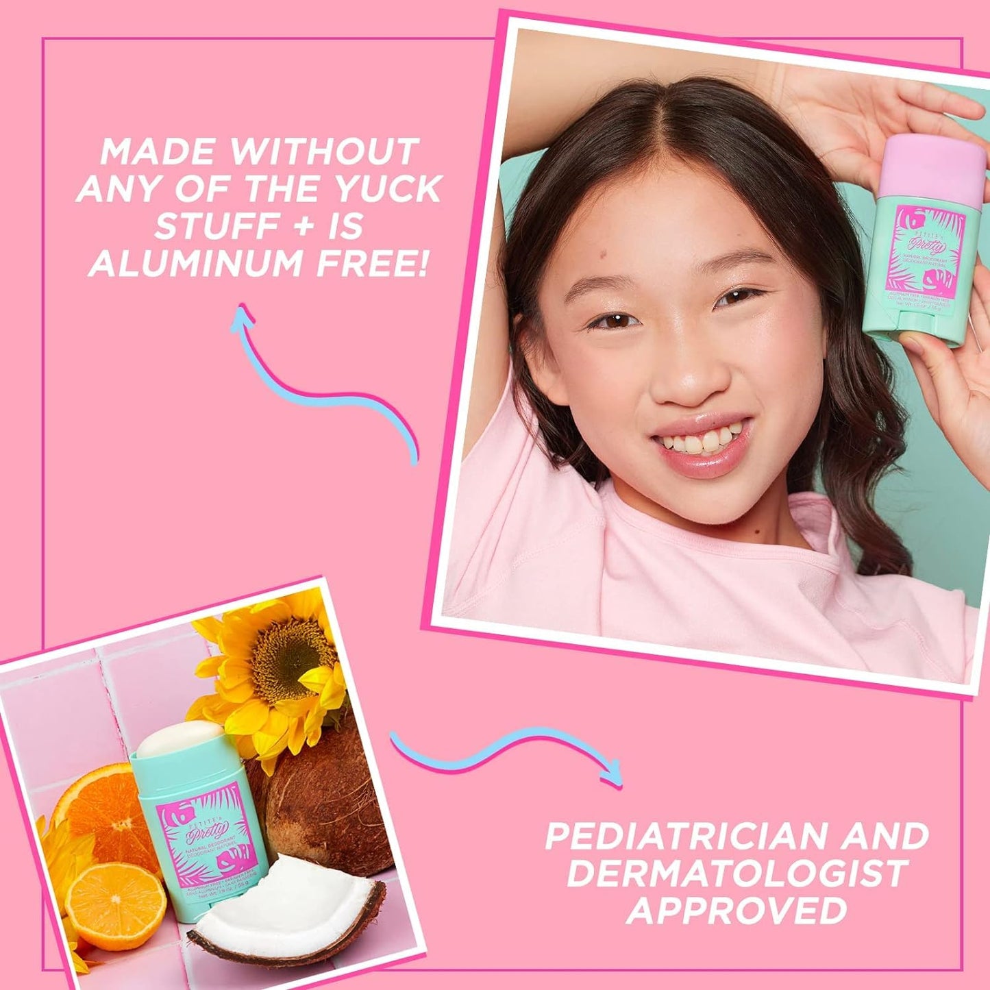 Petite ’N Pretty Sporty Set for Kids, Teens and Tweens - Skin Care Kit of Cleanser,Moisturizer, 50 pcs of Oil Blotting Sheets, and Natural Deodorant - Travel Essentials for Fresh & Glowing Skin
