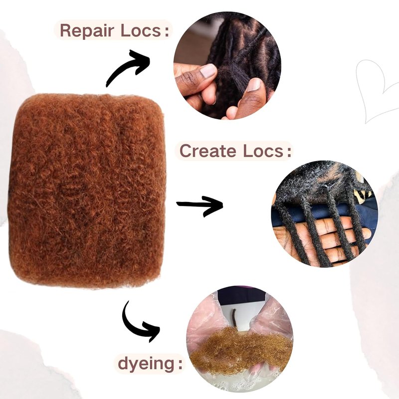 Afro Kinky Bulk Human Hair for Dreadlock Extensions - 100% Human Hair, 3 Packs, 90g | Ginger, 8 Inch