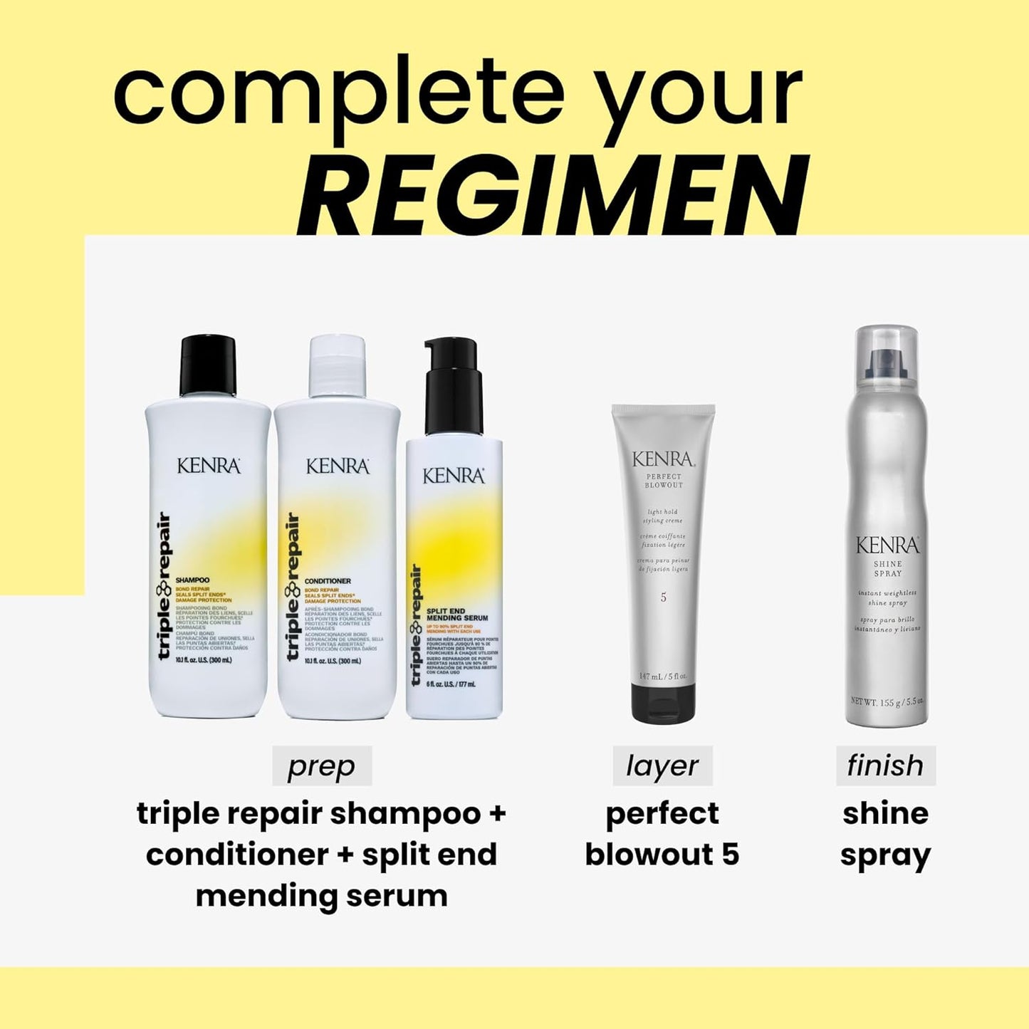 Kenra Triple Repair Shampoo - Strengthens Weak Bonds & Repairs Damaged Hair | Sulfate-Free Formula