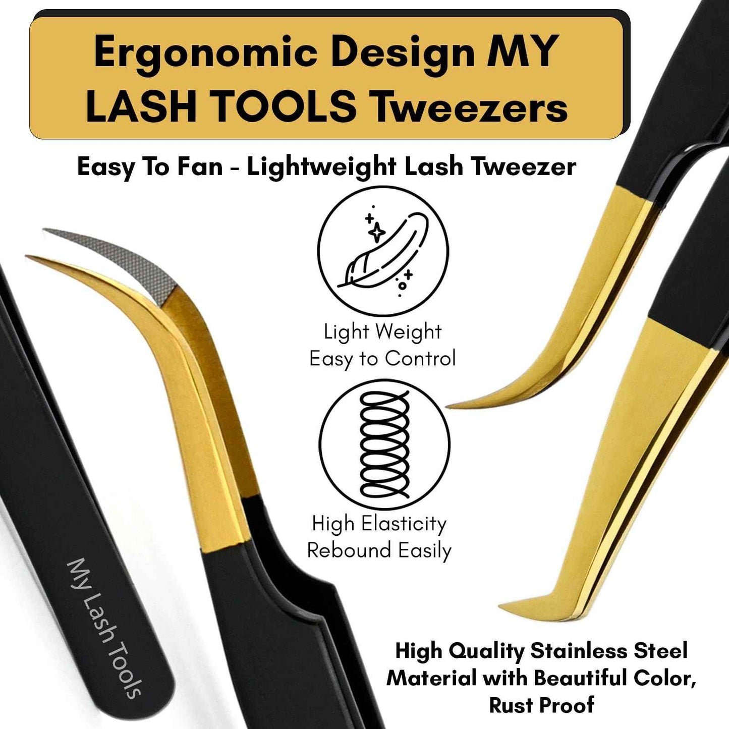 5pcs Fiber Tip Lash Tweezers Set – Curved Classic, Boot Volume, 90° & 45° Angle, Isolation Tweezer for Eyelash Extensions, Precision Stainless Steel, Professional Non-Slip Application Kit