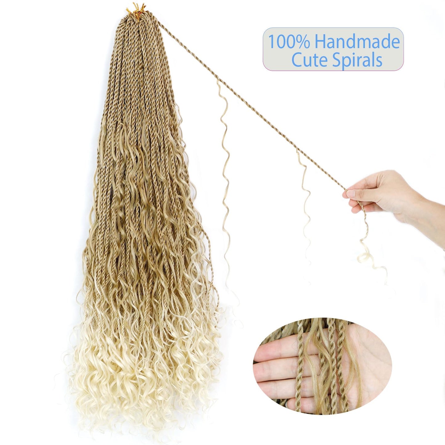 Senegalese Twist Crochet Hair for Black Women 24inch Boho Island Twist Crochet Braids With Curly Ends 20strands/pack Pre looped Goodess Boho Box Braids Hair for Braiding Hair Extensions(27/613, 7pack)