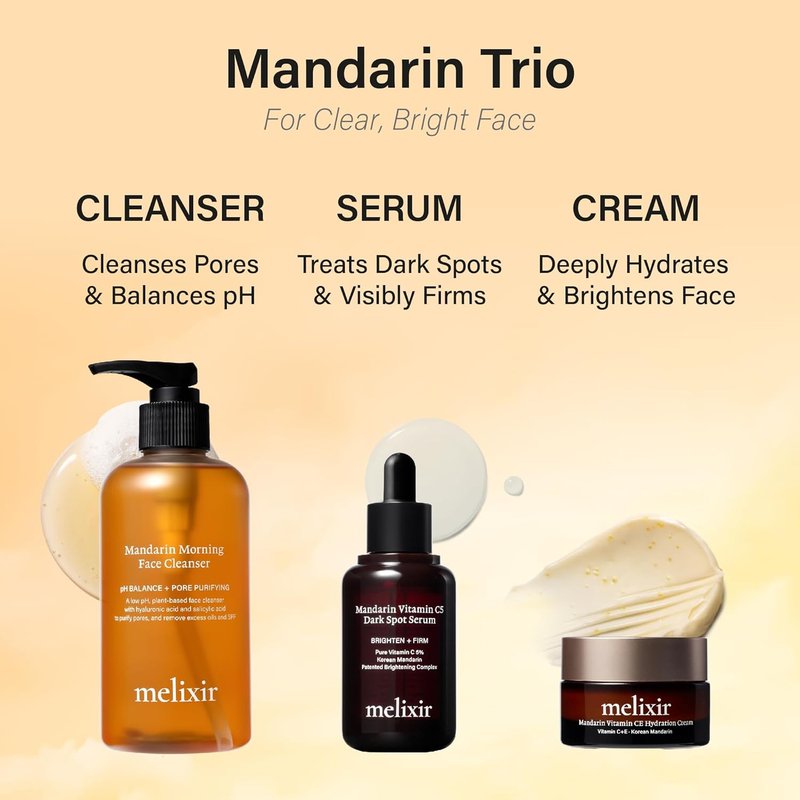 Melixir Mandarin Vitamin C5 Serum - Brightening 5% Ascorbic Acid & Centella Asiatica | 1.0 fl. oz. (30ml)
