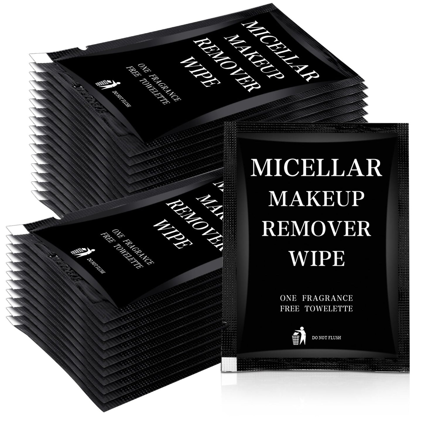 Ctosree 150 pcs Makeup Remover Wipes Bulk Individually Wrapped Makeup Wipes Single Remover Cloth Facial Cleansing Pads for Mascara Lipstick Oil Dirt Face Skin Travel Hotel(Black)