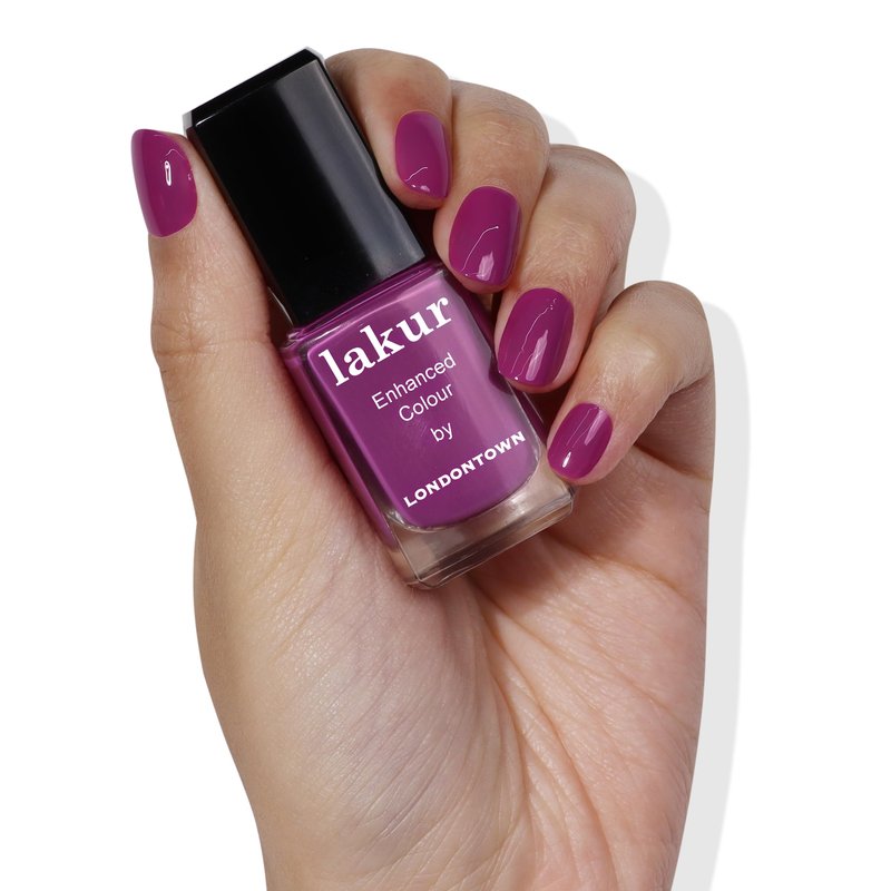 LONDONTOWN Lakur Nail Polish – Pink & Purple Shades, Violet Hibiscus, 0.4 Fl Oz, Long-Lasting, Streak-Free, Chip-Resistant | 21+ Free Non-Toxic Vegan Nail Color, Strengthens & Hydrates Nails