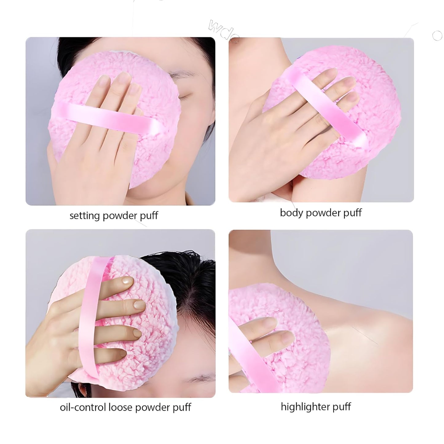 Extra Large Body Powder Puff & Crystal Glass Storage Jar - Dustproof Lid, Soft & Reusable Fluffy Puff for Skin Care