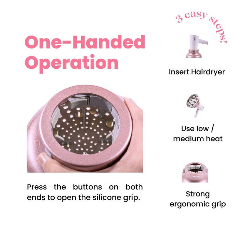 GIHALI Universal Hair Diffuser “Super Sturdy” 1.7 Inch to 2.6 Inch for Natural Curly and Wavy Hair, Hair Dryer Attachment (Rose Gold)