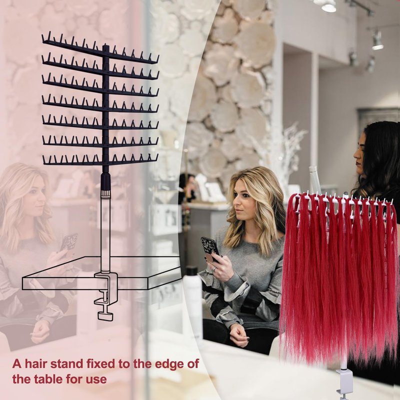 poipoilu Height Adjustable Braiding Hair Rack 168 pegs, Dual-use Braid rack with Clamp (White)