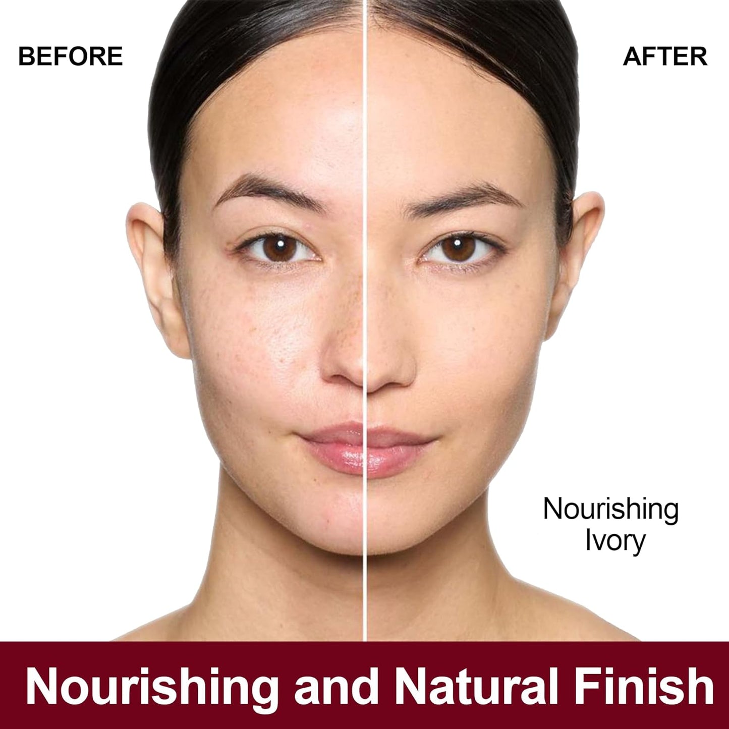 Dewy Liquid Foundation - Hydrating, Lightweight Formula for Medium-Full Coverage | Waterproof for Dry/Combination Skin, 30g, Nourishing Ivory
