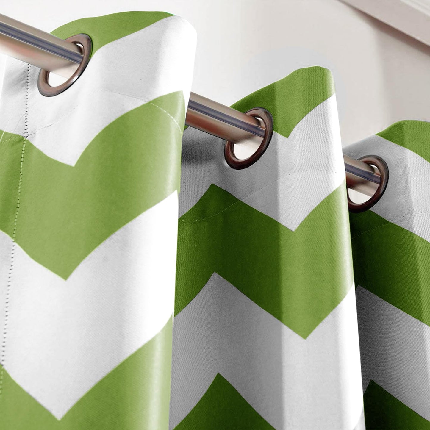 Melodieux Chevron Room Darkening Blackout Grommet Top Curtains, 52 by 63 Inch, Green (1 Panel)