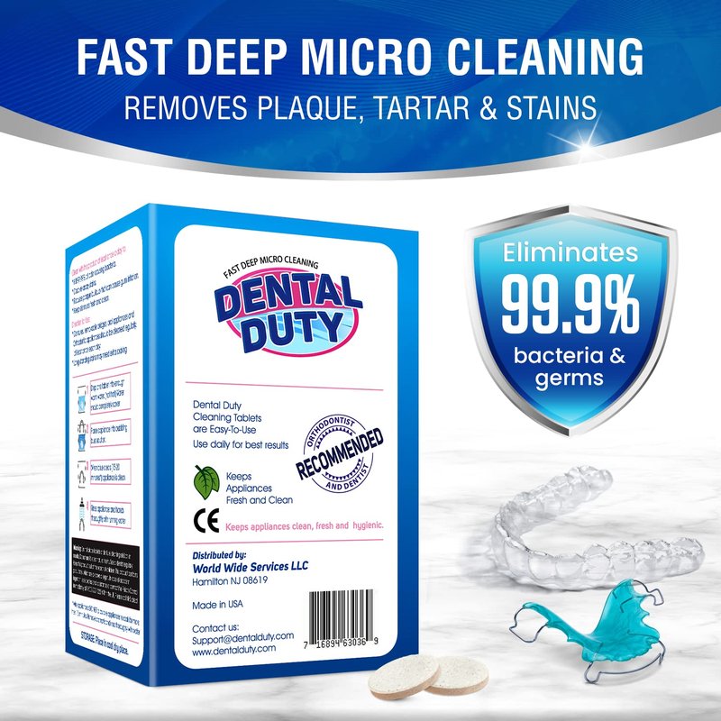 Retainer Cleaner Tablets - 120 Units for Dentures, Aligners & Mouthguards | Removes Plaque, Odors & Stains