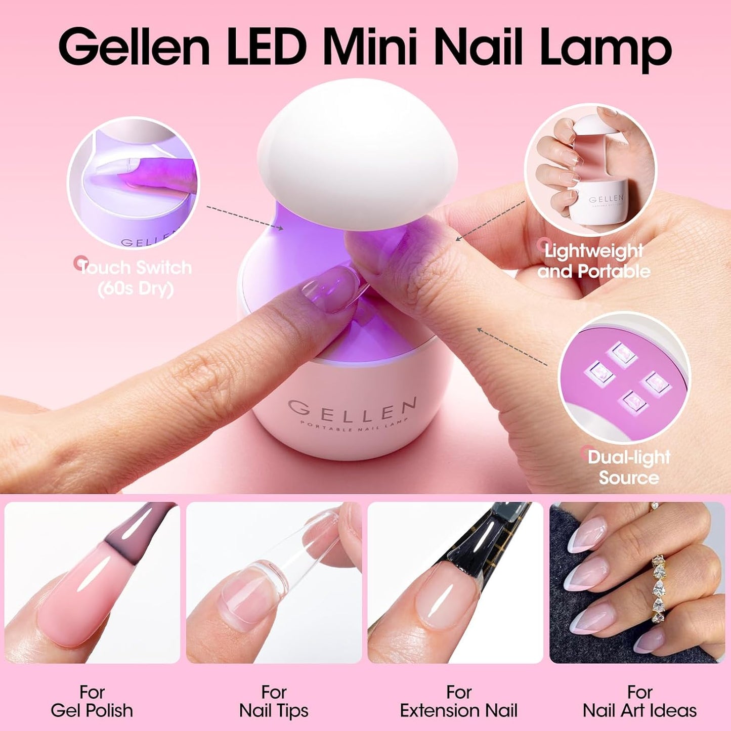 Coffin Shape Nail Tips Kit - 504Pcs Half Matte with 7 in 1 Gel Glue & UV Lamp | DIY Nail Art Set