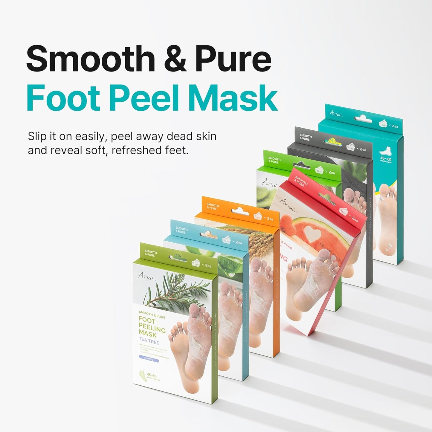 Ariul Foot Peel Mask | Calming Exfoliating Socks for Sensitive Skin - 2 Pairs (Tea Tree)