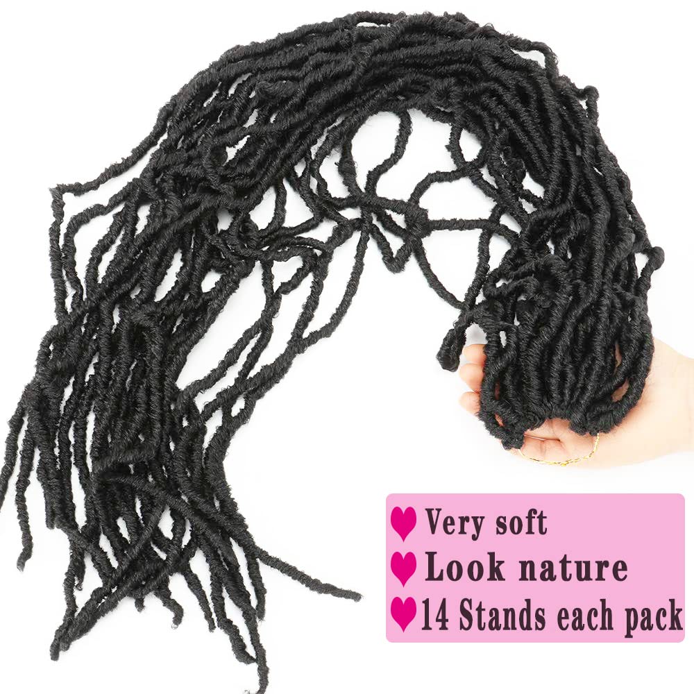 Nescorner 36Inch Soft Locs 6packs Super Long Goddess Locs Crochet Hair Natural Pre Looped Natural Faux Locs Crochet Braid Curly Wave Braiding Hair（36inch #1b 6packs)