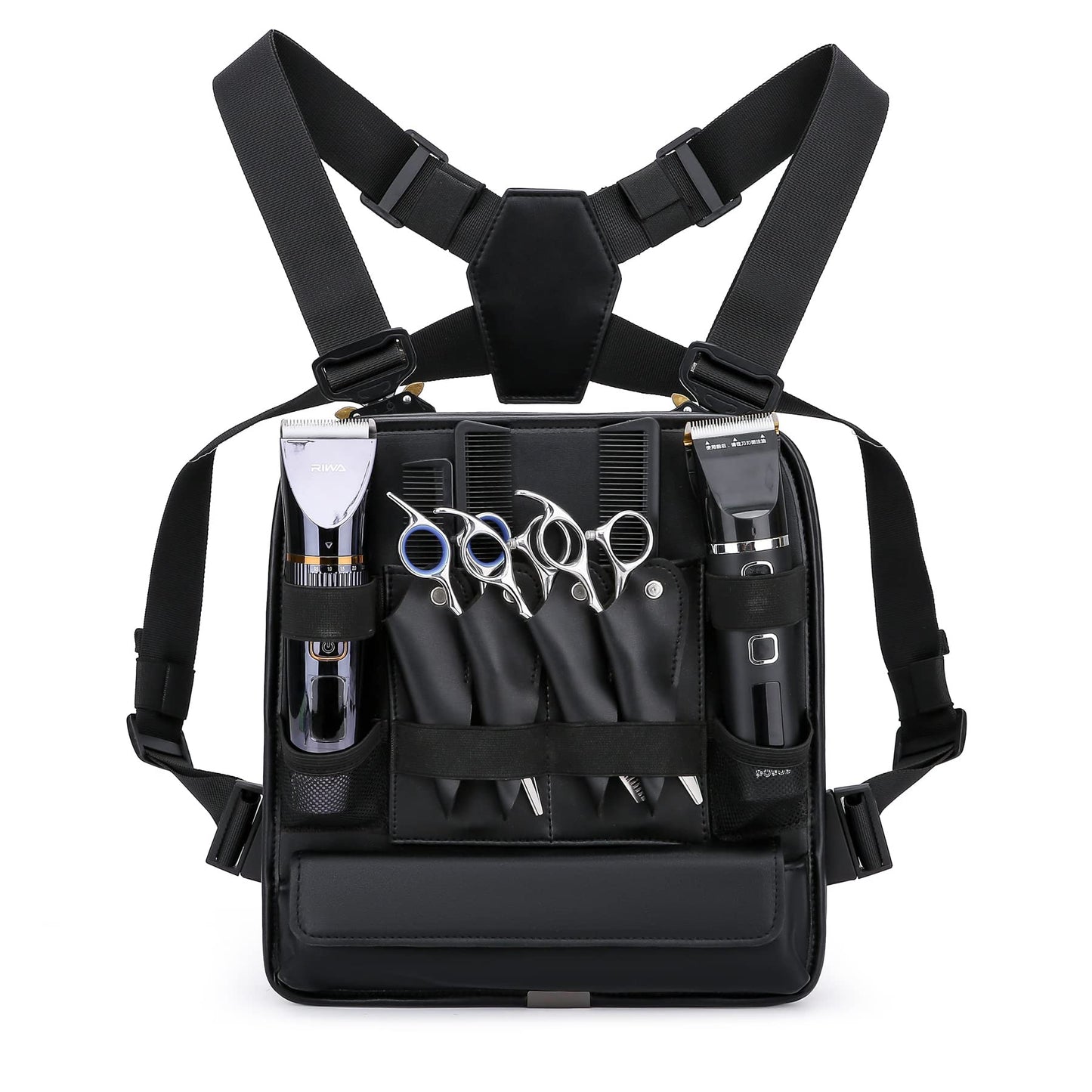 Muserise Leather Fashionable & Functional Chest Rig Bag for Barbers, Stylish Haircut Tools Storage Chest Bag for Barber (Cream)