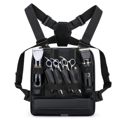 Muserise Leather Fashionable & Functional Chest Rig Bag for Barbers, Stylish Haircut Tools Storage Chest Bag for Barber (Cream)