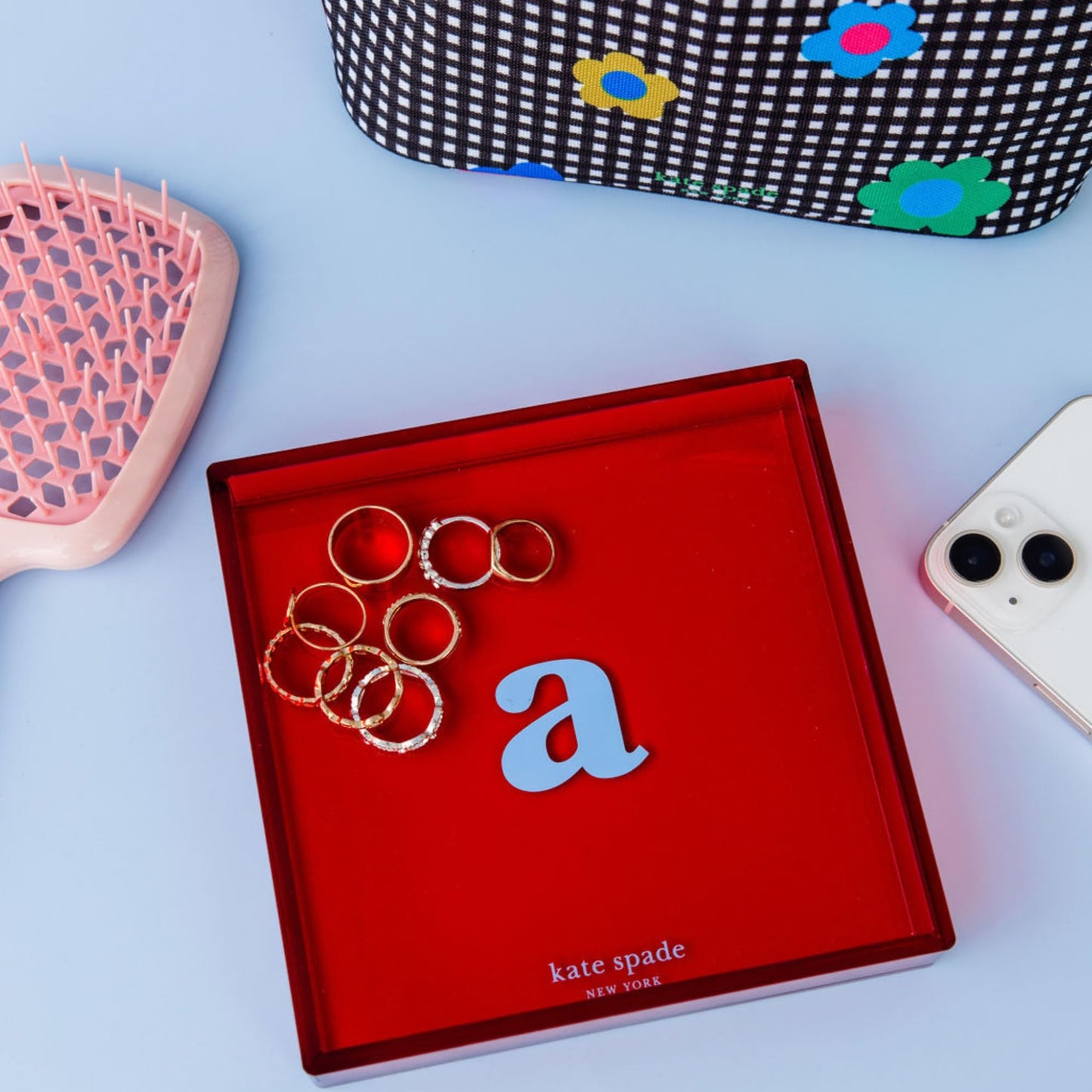 kate spade new york Initial Decorative Initial Tray, Personalized Acrylic Vanity Letter Tray, Just Mine (G)