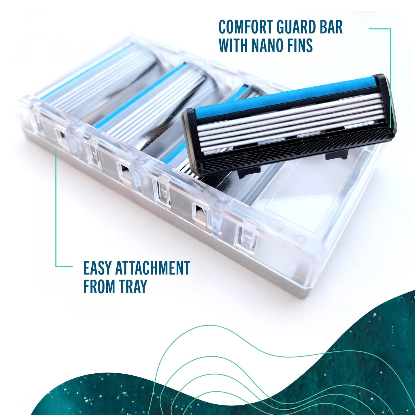 Preserve POPi Shave Razor Blades Refills - 5 Blade Razors for Men & Women - Ceramic Coated Shavers for Comfort with Aloe-Cocoa Butter Strip - Reusable Shaving Refill - 8 Pack
