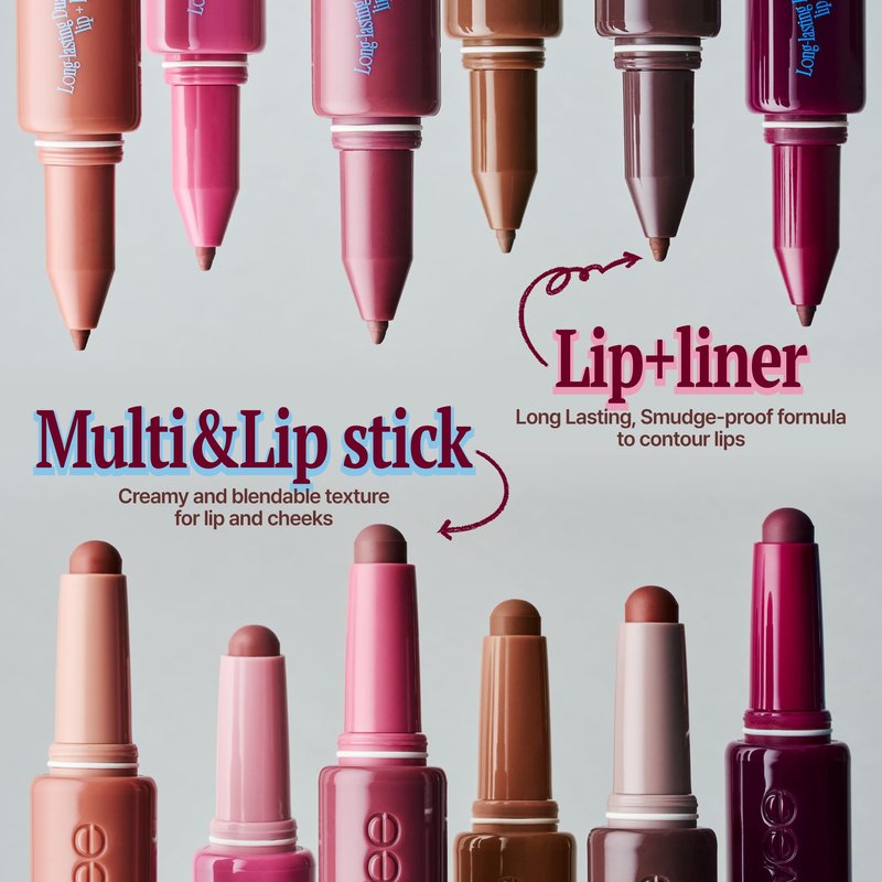 fwee Long Lasting Dual Coloring Stick Lip Liner, Lip Service | All-in-one dual stick, Retractable Lip Liner Lipstick Combo, Satin Finish | Powerful fixing, Smudge-proof | 1.2g (02 Lip Service)