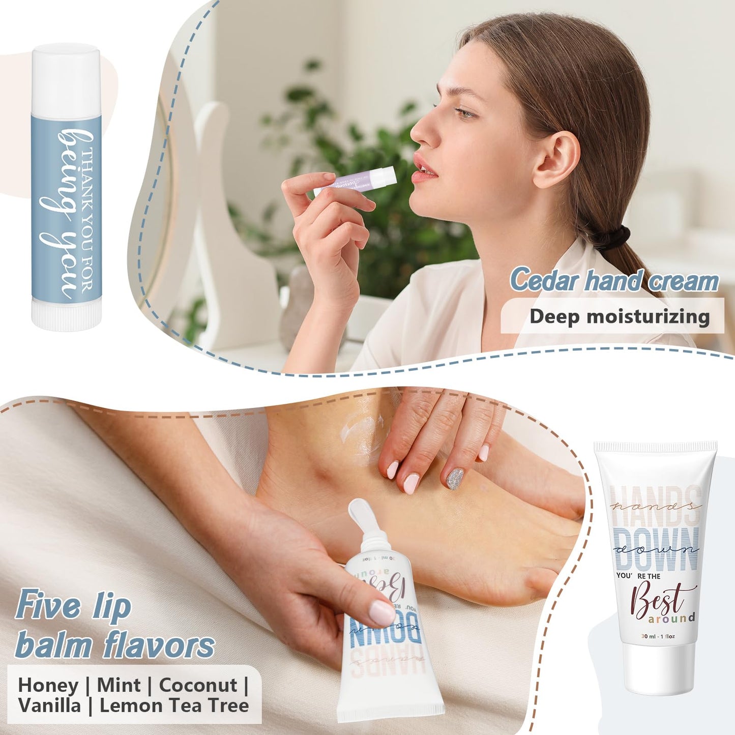10 Sets CNA Week Thank You Gifts Bulk for Women Inspirational Hand Cream and Lip Balm Set Teacher Appreciation Gifts for Graduation Office Staff Assistant Team Coworker Summer Favor