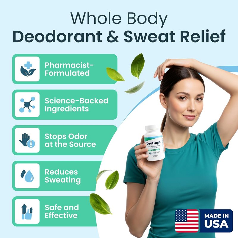 Whole Body Deodorizing Supplement - Natural Internal Deodorant for Odor Relief | 60 Chlorophyll Capsules for Gut Health