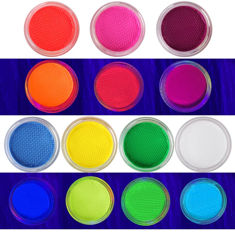 MEICOLY Water Activated Eyeliner, UV Reactive Hydra Eyeliner,7 Cakes Graphic Eye Liner for Adult and Kids, Glow Blacklight Fluorescent Neon Eyeliner for Rave Accessories for Women