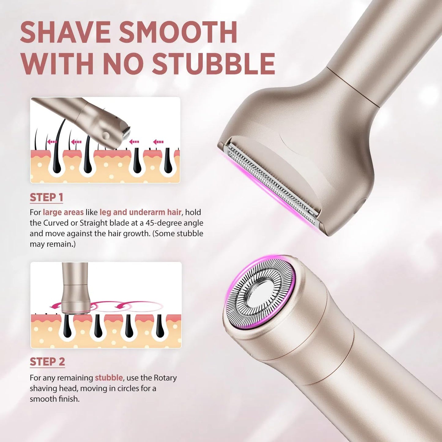 Orchrose Electric Razor for Women Body: Rechargeable Painless Electric Shaver for Bikini Face Body Legs Underarms - Portable for Travel