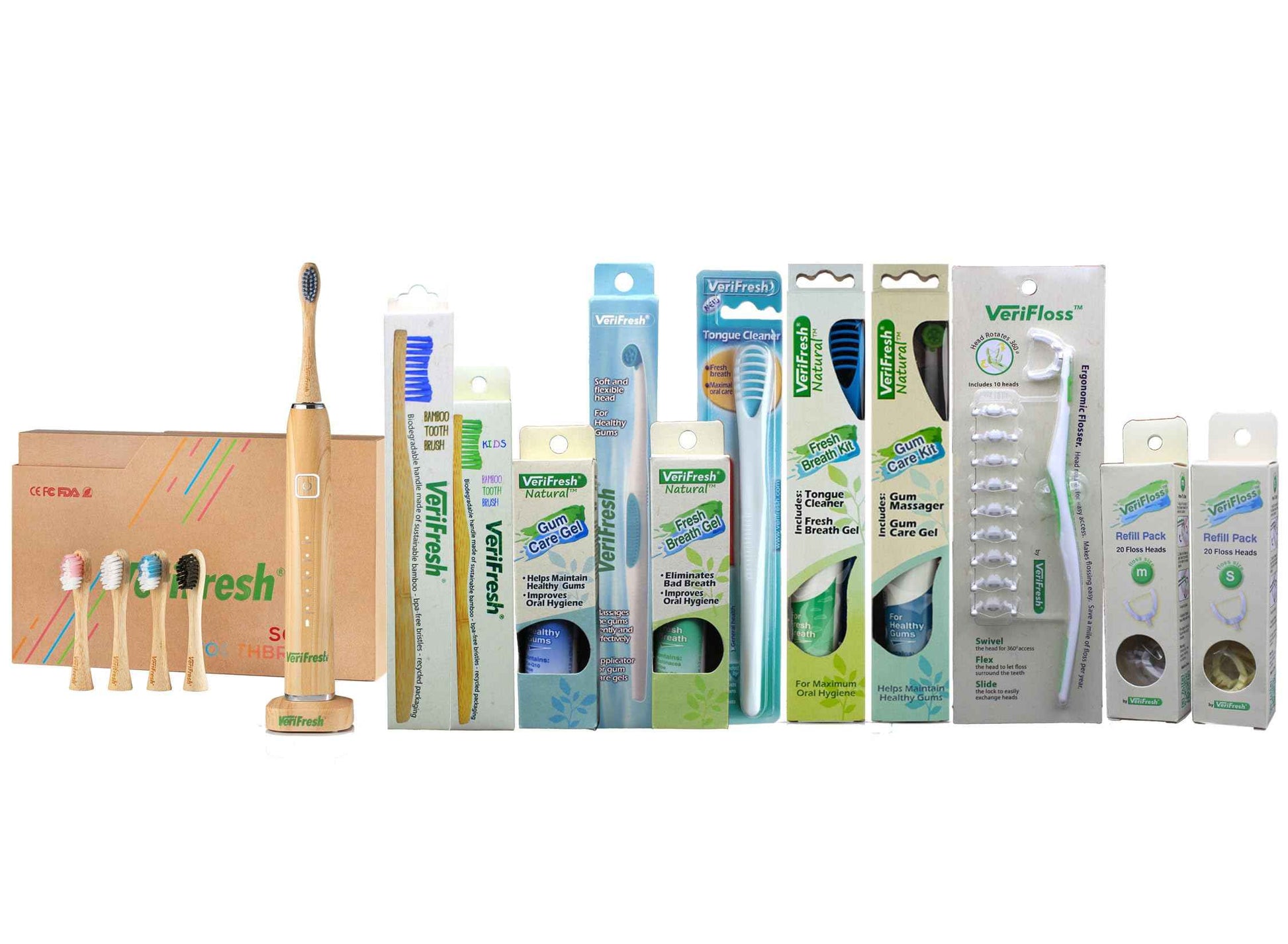 VeriFloss Dental Flosser with 10 Head M Refill + 20 Head S Refill - Teeth flossers for Adults & Kids - Ergonomic Swivel Head