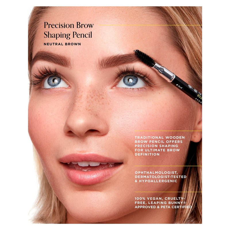 Arches & Halos Precision Brow Shaping Pencil - Double Sided Eyebrow Filler and Spoolie Brush - Creamy Texture for Shaping and Defining With Ease - Vegan, Cruelty Free - Neutral Brown - 0.070 oz