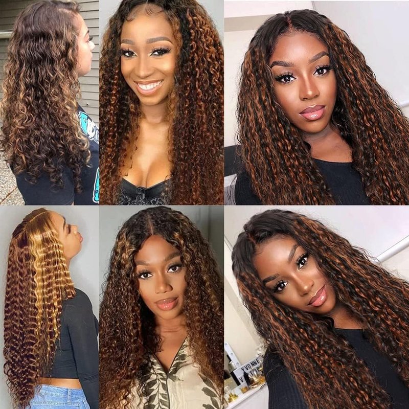 Wahairse Human Hair Bundles Jerry Curly P4/30 Color Human Hair Unprocessed Brazilian Virgin 3 Bundles Quick Weave Human Hair Extensions 300g (P4/30 Jerry Curly,12 14 16)