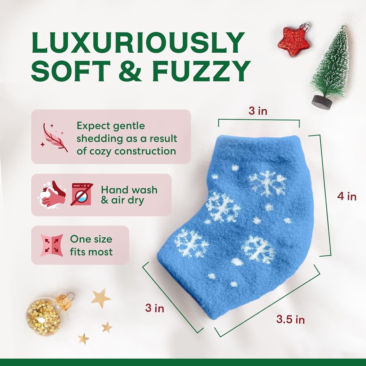 Dr. Frederick's Original Fuzzy Heel Socks, Holiday Special Edition, 3 Pairs