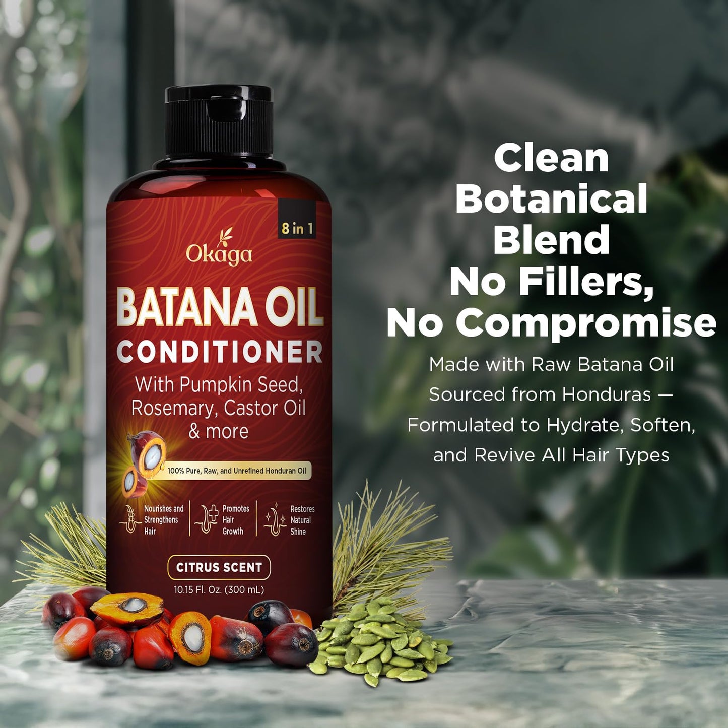 Batana Oil Conditioner for Hair Growth, Aloe Vera Leaf Juice, Biotin, Honduran Batana, Jojoba, Argan, Pumpkin Seed, Castor & Rosemary Oils, 8-in-1 Natural Formula (10.15 fl oz Citrus Scent)