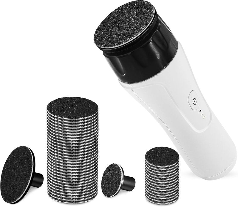 Electric Foot Callus Remover - Rechargeable Pedicure Tool with 2 Grinding Heads | Fast-Acting Foot Sander for Dead Skin
