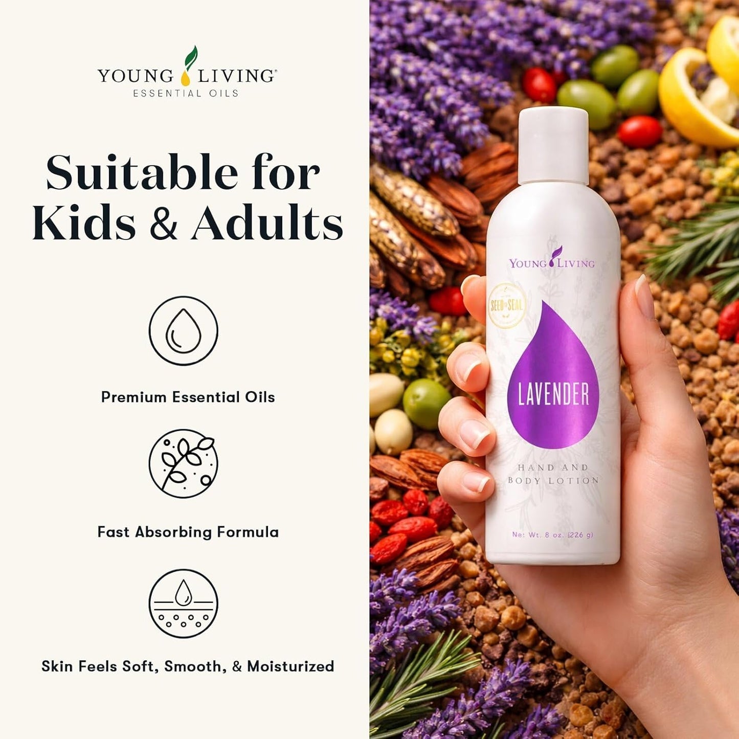 Lavender Hand & Body Lotion - Silky Moisturizer with Essential Oils | 8 oz | Soothing Aroma for Soft, Smooth Skin
