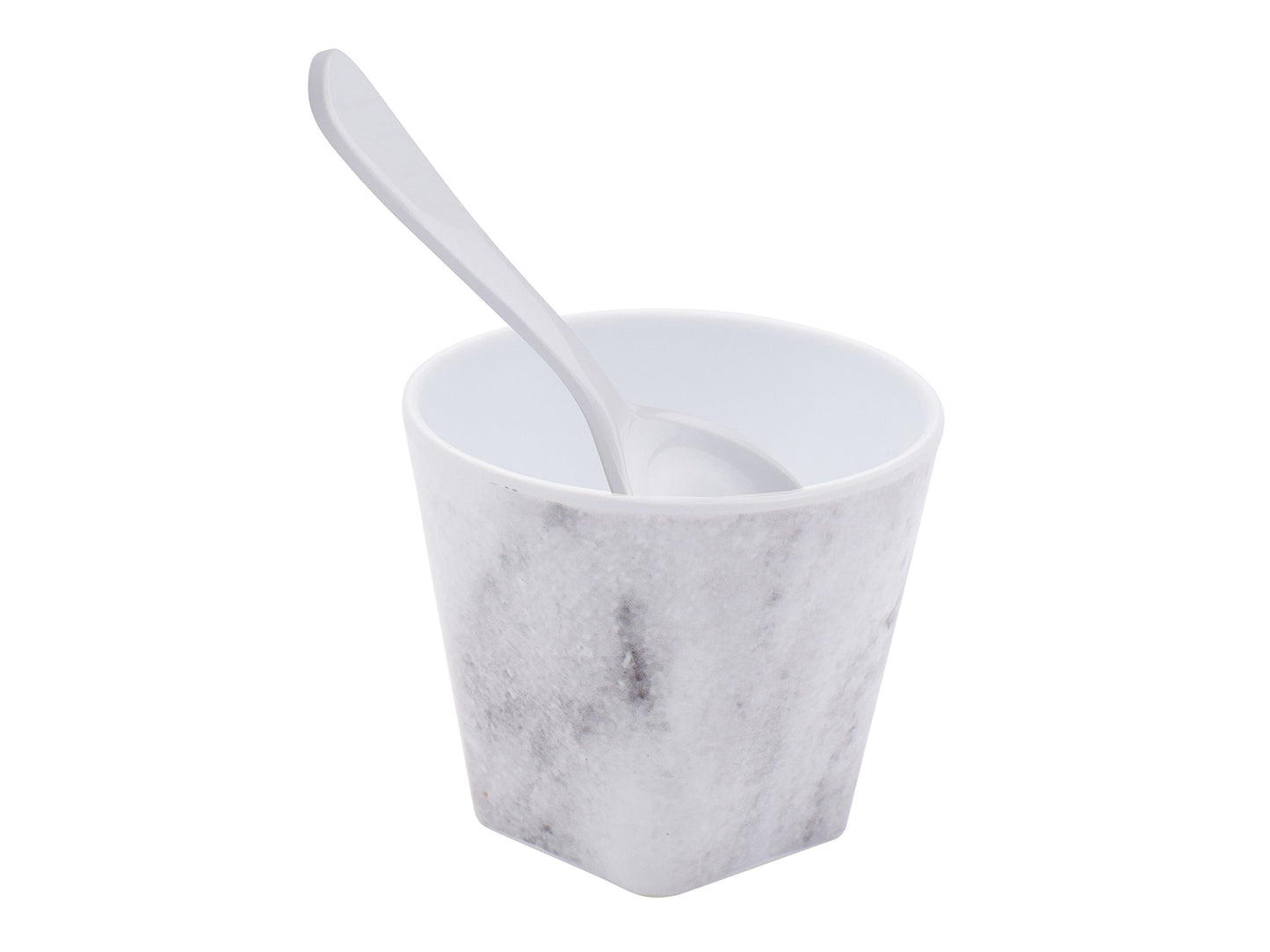 Sugar & Cloth Marble Melamine Dessert Cup and Spoon Set, 8-Piece, Service for 4