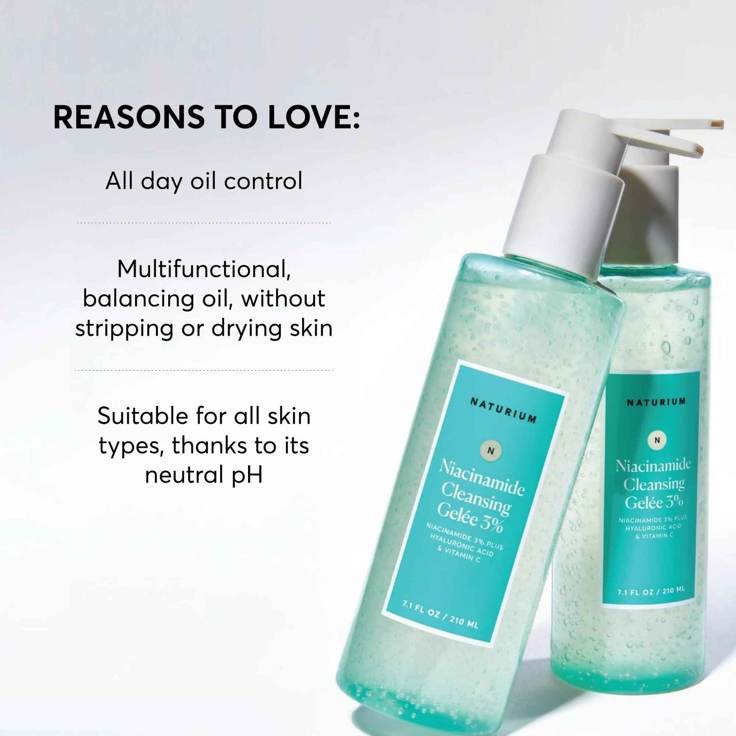 Naturium Niacinamide Cleansing Gelée 3% Plus Hyaluronic Acid & Vitamin C, Gentle & Smoothing Face Wash, 7.1 oz