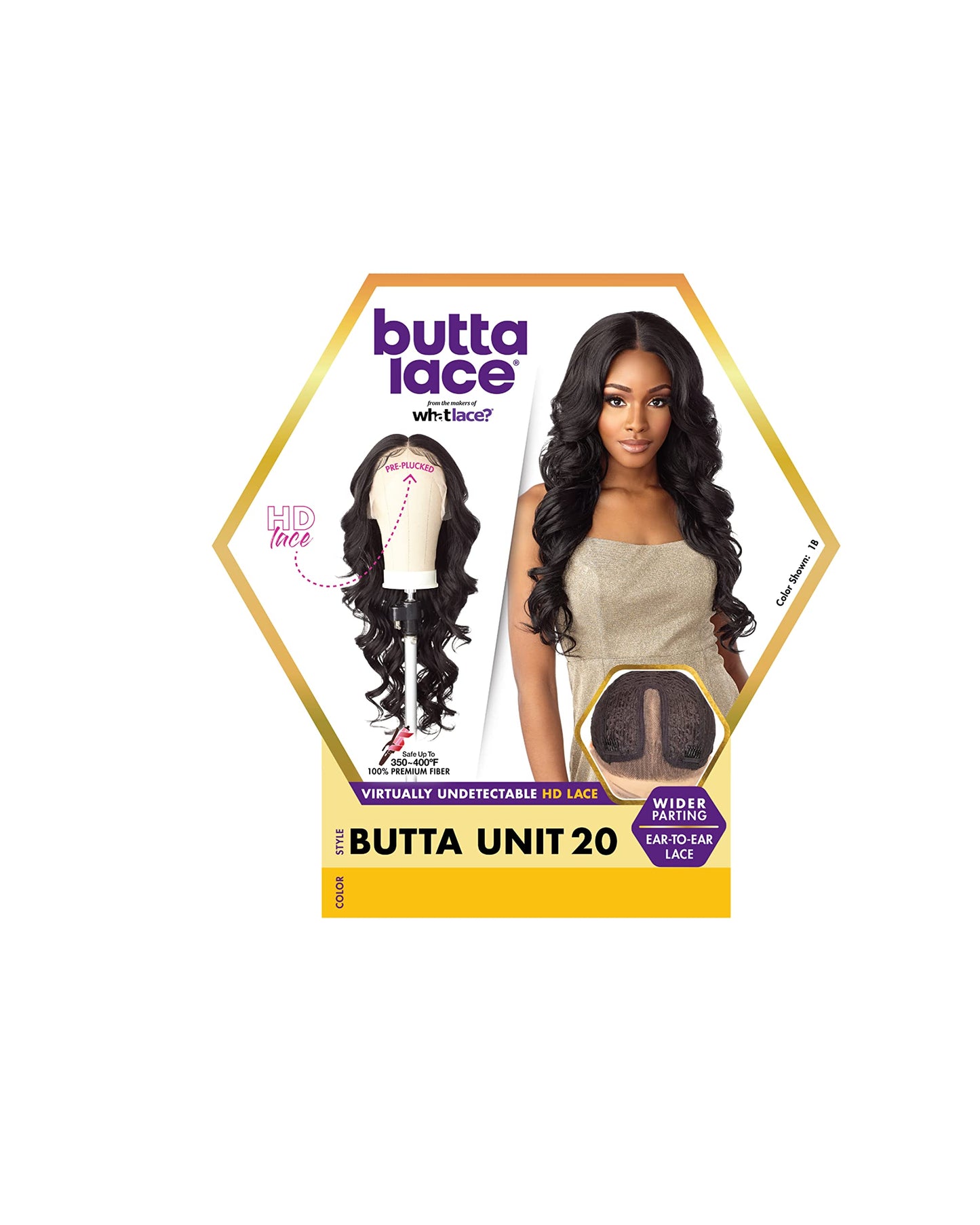Sensationnel Butta Lace Wigs - Unit 20 Extra Wide 5 Inch Deep Parting Synthetic Preplucked Hairline Glueless Lacefront (1 JETBLACK)