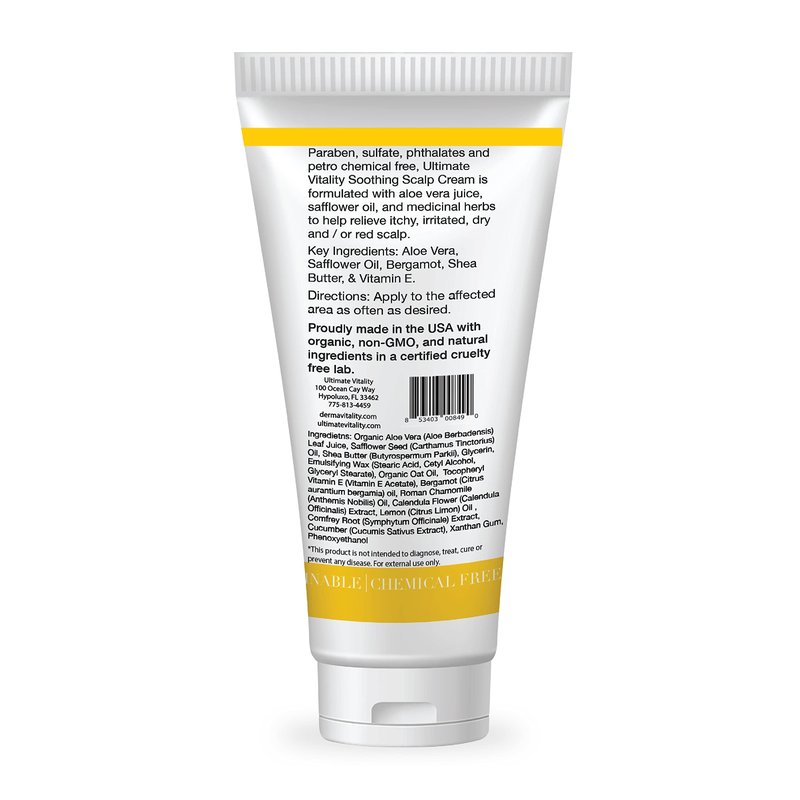 Dermavitality Soothing Moisturizing Scalp Cream Natural Organic Lotion for to moisturize and soothe scalp – 2 Ounces