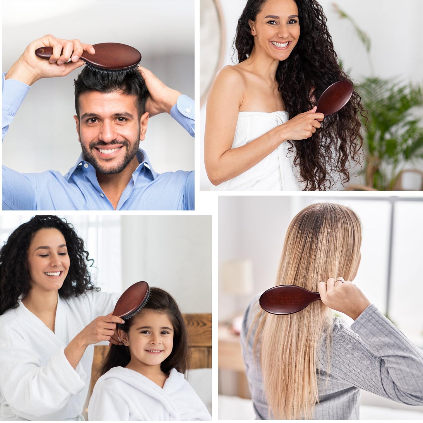 RAVEGO Hair Brush, Boar Bristles Hair Brush for Women Men Kids, Boar & Nylon Bristle Brushes for Smoothing Massaging Scalp Detangling Wet/Dry Hair, Reduce Frizz Dry Restore Natural Shine