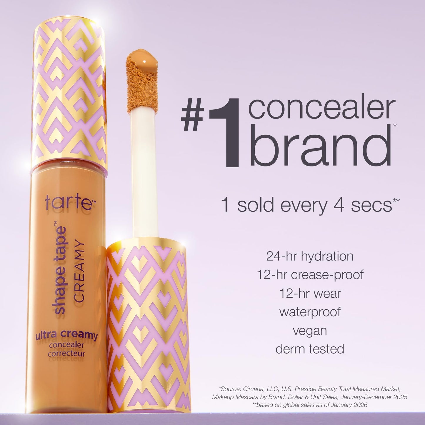 tarte shape tape creamy concealer – Full Coverage Makeup with Built-In Eye Cream, 24HR Hydrating Natural Moisturizing Matte Finish for Redness & Fine Lines, Vegan & Cruelty-Free, travel size, 54H