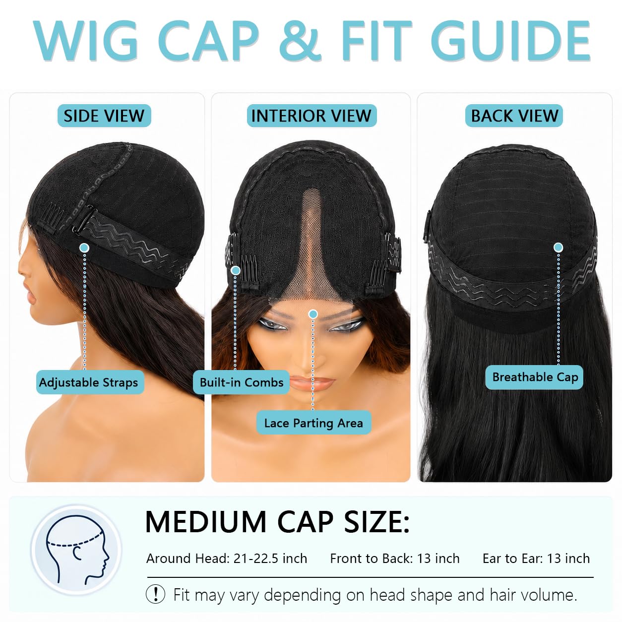 AISI HAIR Black Wig for Women, Long Wavy Lace Hairline Middle Part Synthetic Heat Resistant Wig for Daily Party-26 Inch