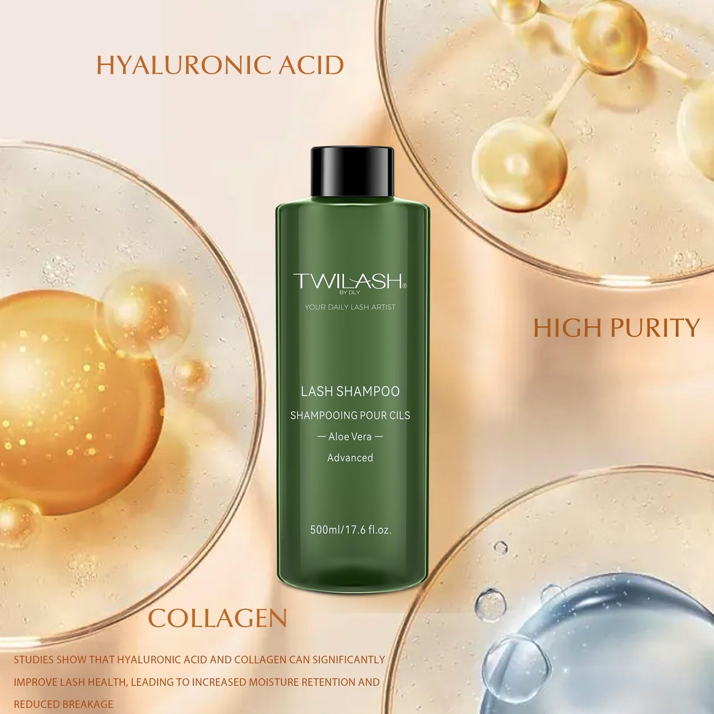 500ml Lash Shampoo Bulk, High-Purity Eyelash Cleanser for Extensions, Safe Makeup Remover, Non-irritating or Burning Formula Eyelid Foaming Cleanser for Professional Salon and Home Use (Unscented)