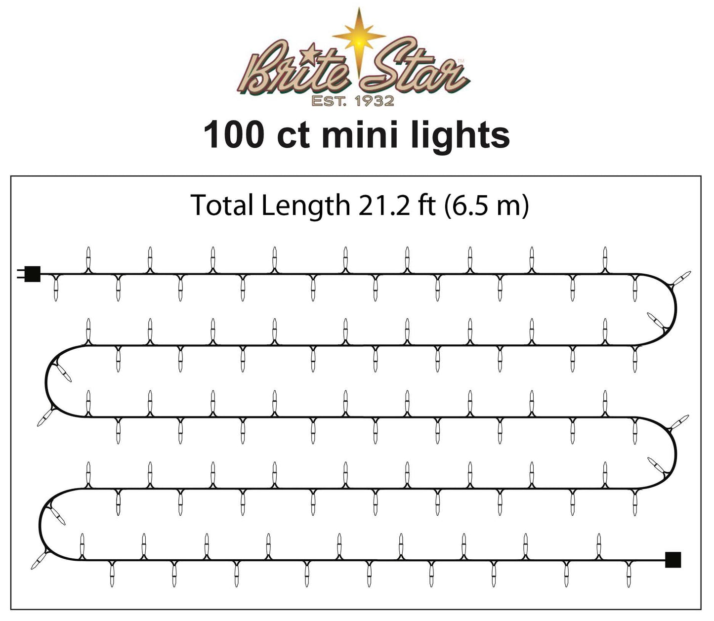 Brite Star 100 Count Mini String Christmas Lights, Green - 22 feet Indoor/Outdoor Christmas Tree Lights with Green Wire