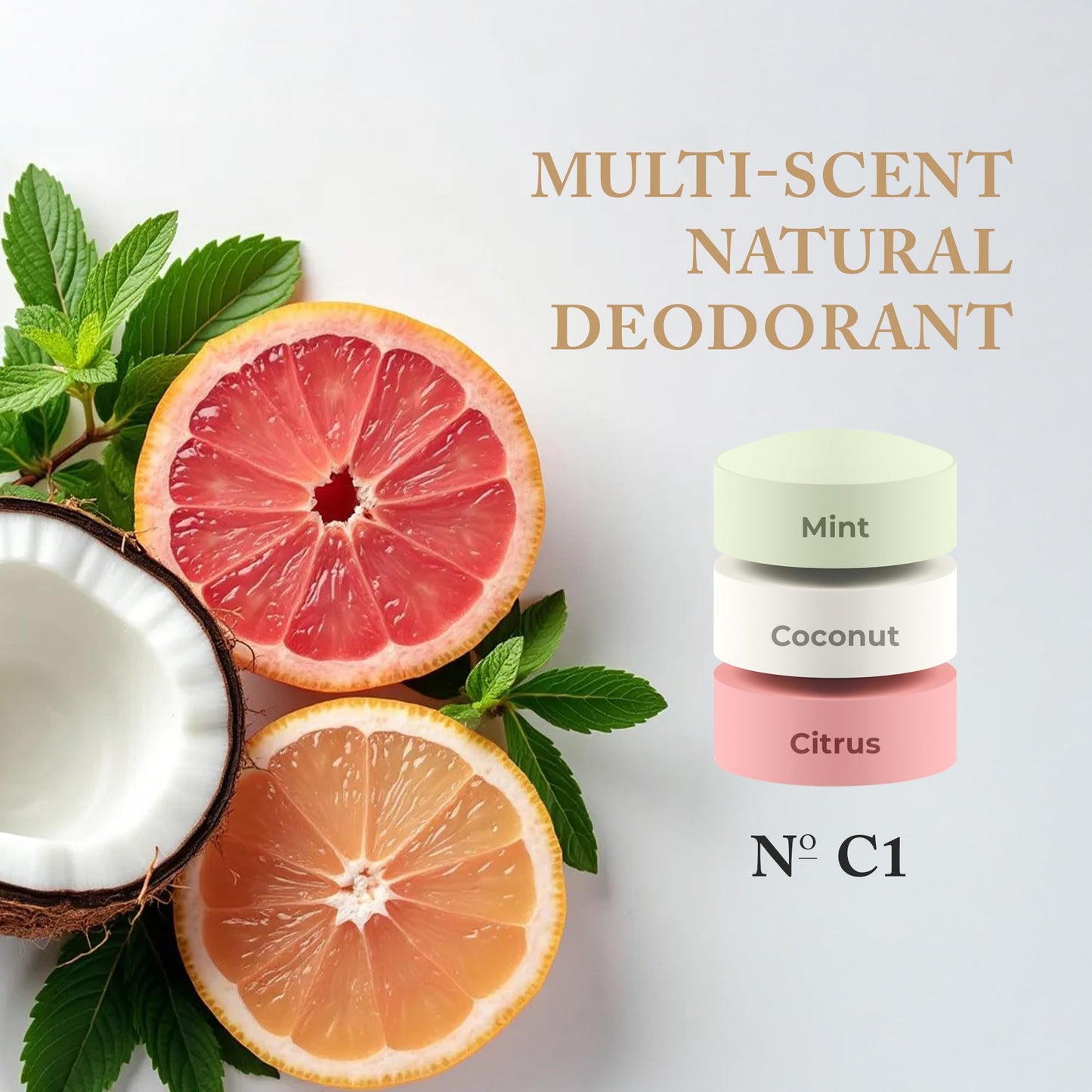 Nevo Multi Scent Deodorant Stick With Layers | Aluminum Free Deodorant for Women & Men | All Natural, Organic, Vegan, Non Toxic | Coconut Oil & Shea Butter | Nº C3 Bergamot - Vanilla - Cedar 2.65 oz