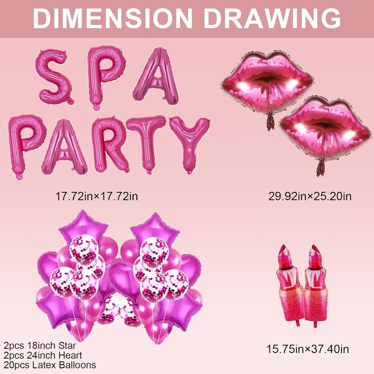 Spa Party Supplies Kit - 100PCS Balloons, Face Masks, Lip Balm & Foot Bath Bombs | Perfect Birthday Gift for Girls & Women