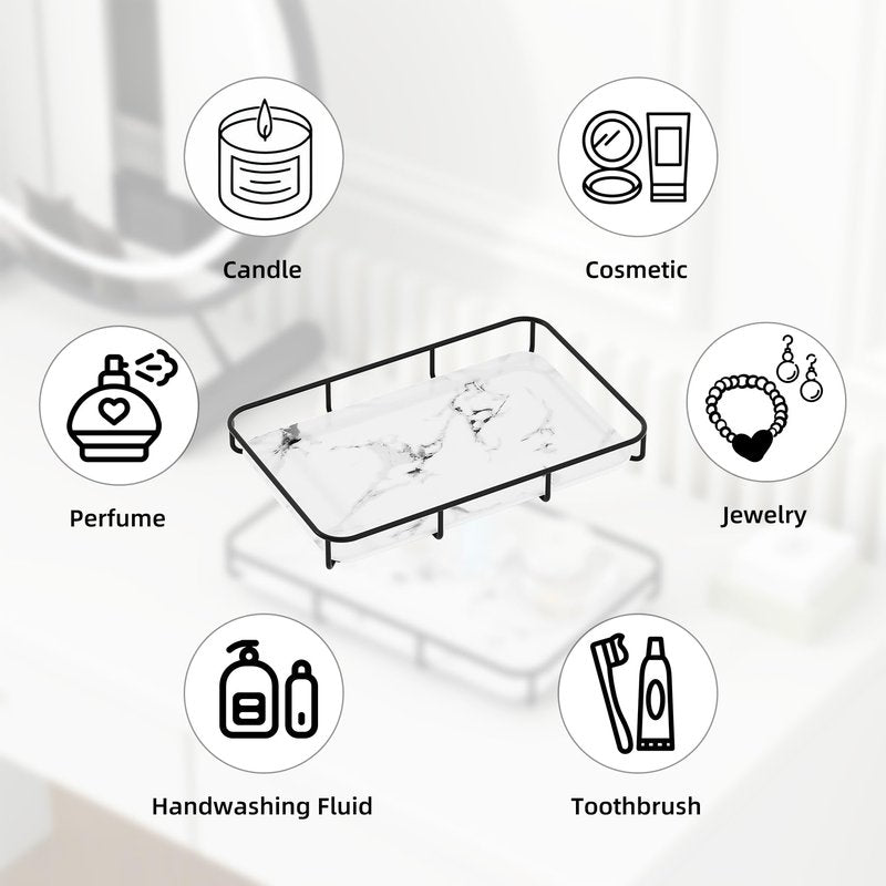 Dobbyby Bathroom Organizer Countertop Perfume Organizer Makeup Organizer Cosmetics Storage Display Rack Vanity Tray Dresser Stainless Steel Gold Shelf Wooden Tray