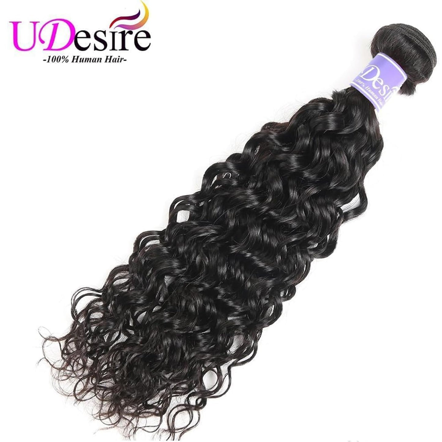 UDesire Water Wave Human Hair Bundles 12A Human Hair Bundles 24 inch Wet and Wavy Hair Double Weft Burmese Curly Hair Extensions for Women